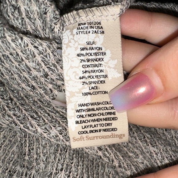 Soft surroundings women’s crochet boho ribbed long sleeve top L fall - Picture 9 of 9